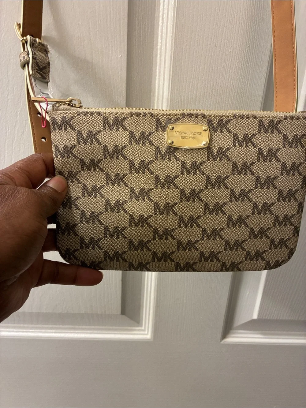 Michael Kors Beige Signature Canvas Crossbody belt bag-NWT